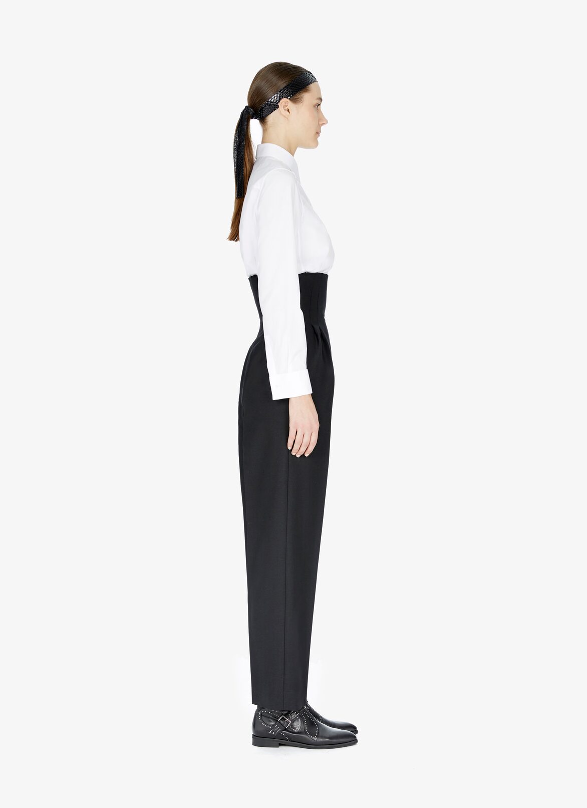 High-Rise Wool-Blend Dress Pant  ALAÏA BLACK HIGH-RISE WOOL-BLEND DRESS PANT
